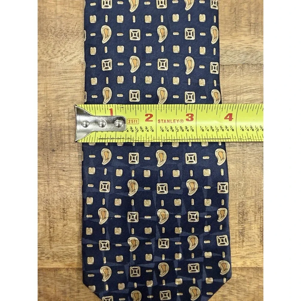 Enrico Guccini Tie Handmade in Italy Blue‎ Men’s Vintage Silk Geometric Pattern